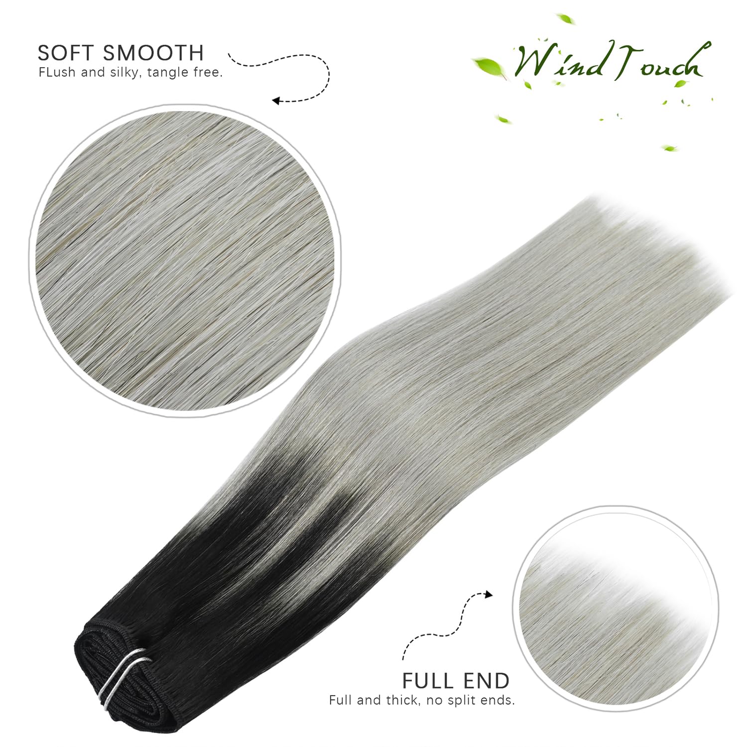 WindTouch Clip In Hair Extensions Human Hair Mixed Bleach Blonde 18Inch 75g Hair Extensions for Women Remy Blonde Extensions Clip in #18p613 7PCS