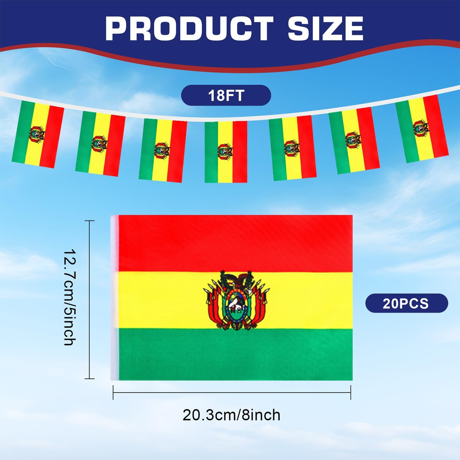 Nicaragua String Flags Banner Mini Small Nicaraguans Flag Bunting Patriotic Hanging Decor,National Holiday, Sports Game, Fiesta & Themed Party,18 Feet 20 Flags