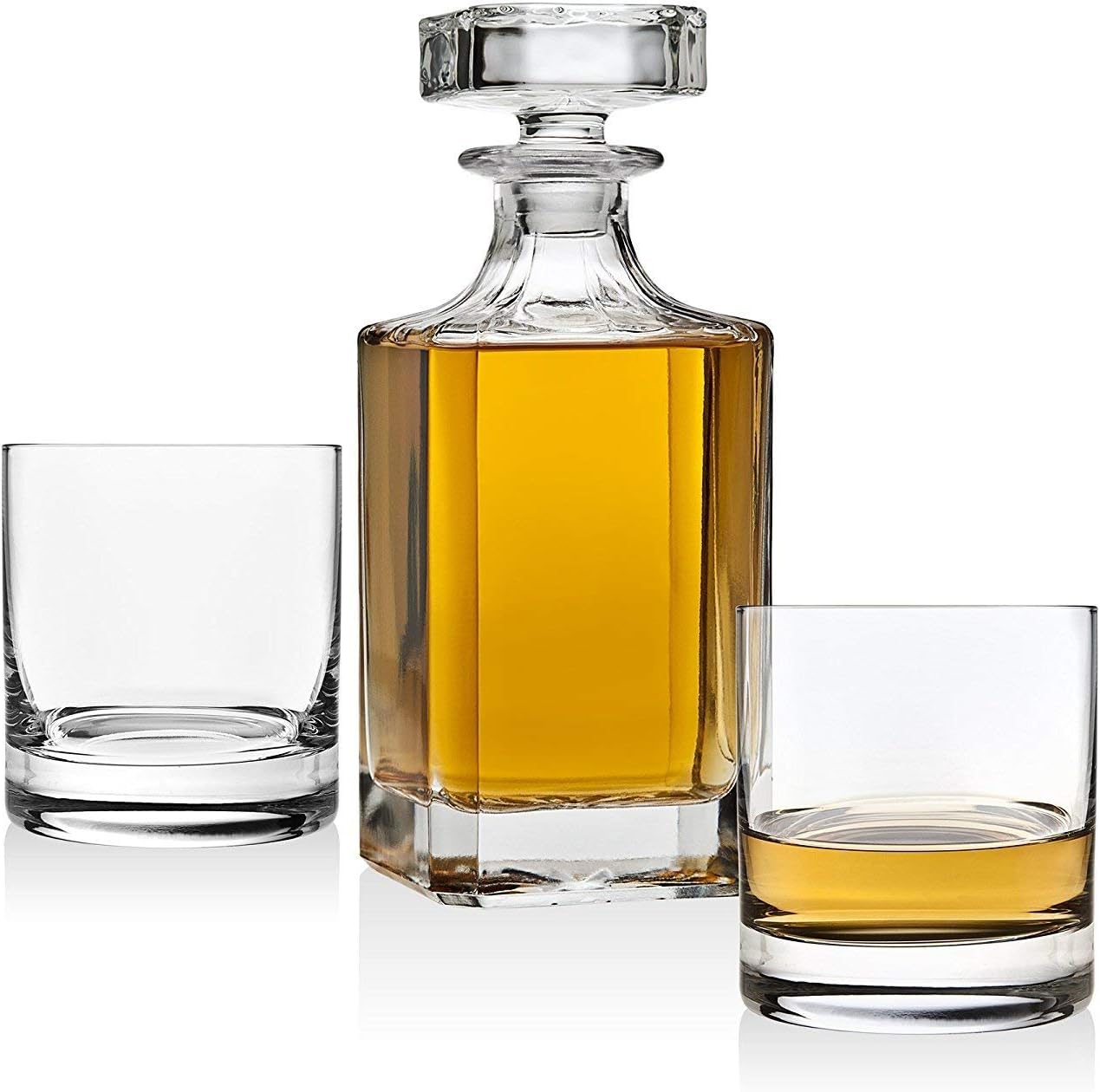 Godinger Clarion Square Whiskey Decanter with Glass Stopper for Wine, Bourbon, Brandy, Liquor, Juice 25 oz, Perfect for Engraving