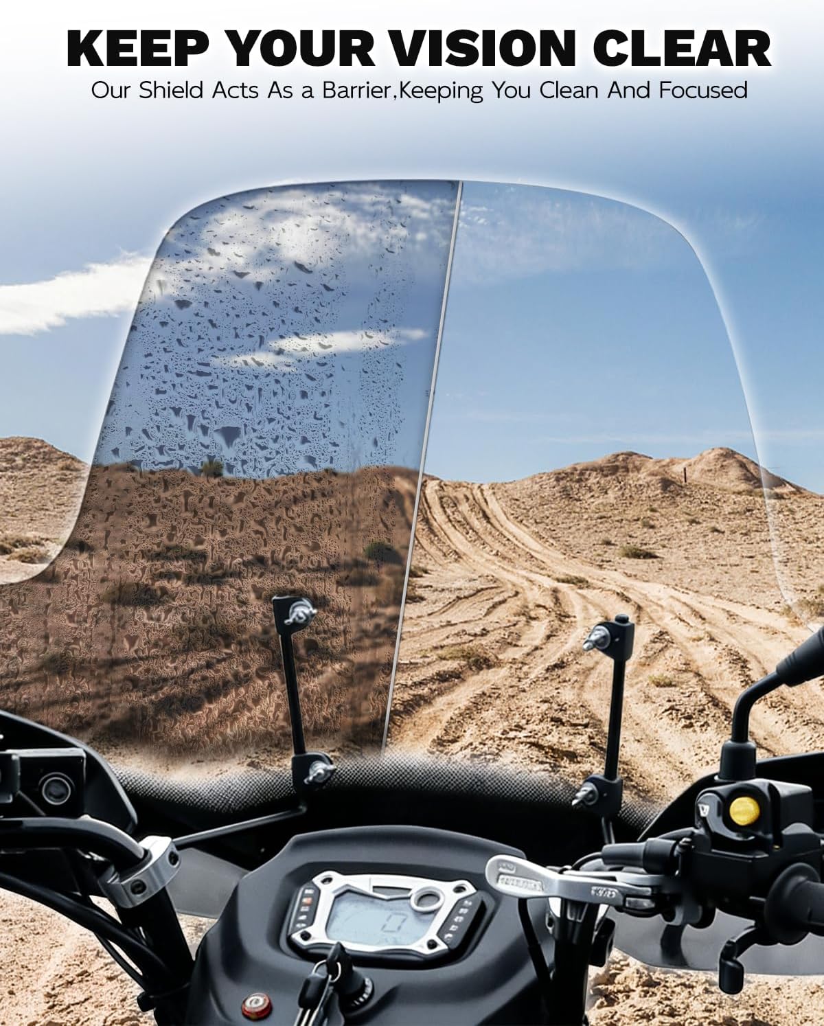 SLMOTO Universal Motorcycle Windshield Large ATV Windscreen Fit for Polaris