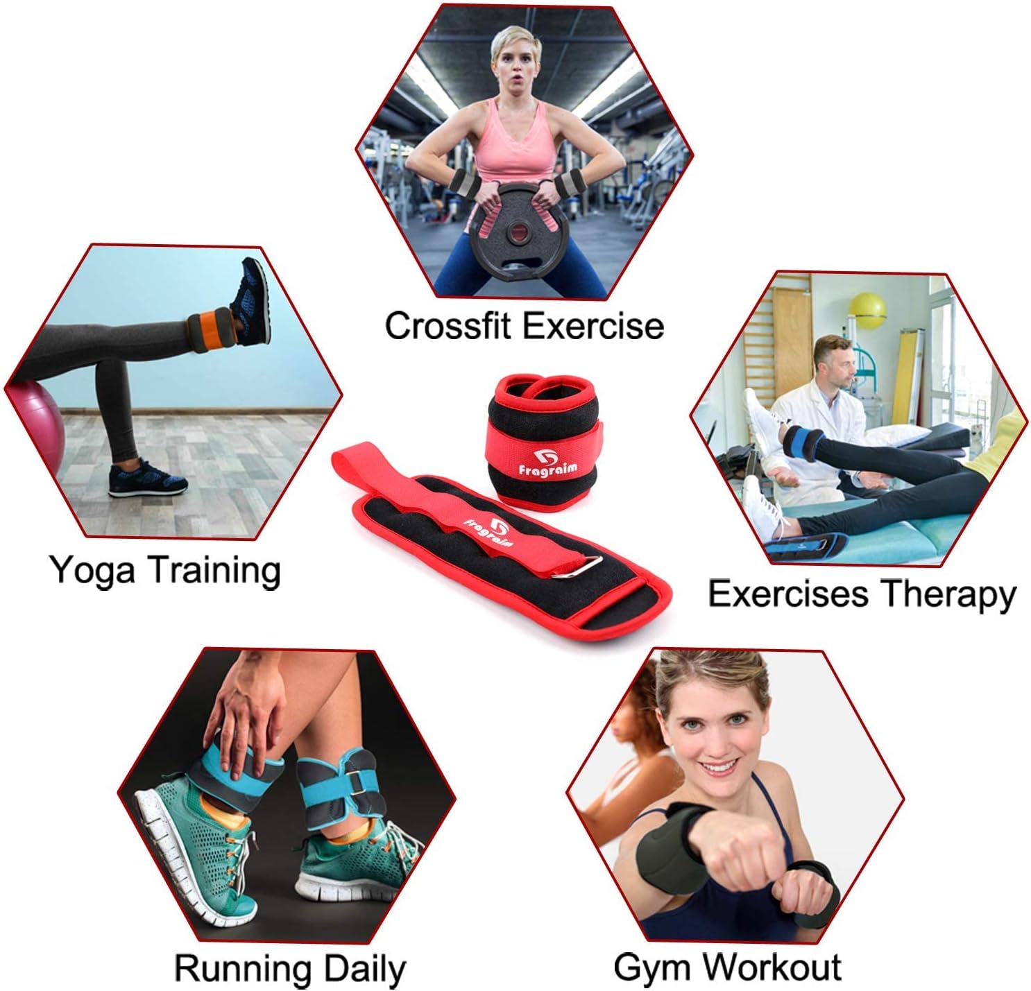 Ankle Weights for Women, Men and Kids - 1/2/3/4/6/8/10/12/15/20 LBS 1 Pair Strength Training Wrist/Leg/Arm Weight with Adjustable Strap for Jogging