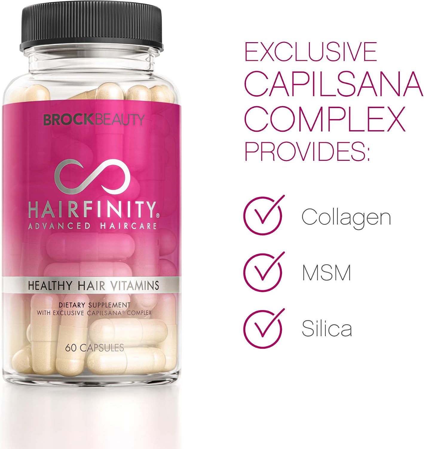 Hairfinity Hair Vitamins - Scientifically Formulated with Biotin, Amino Acids, and a Vitamin Supplement that Helps Support Hair Growth - Vegan - 60 Veggie Capsules (1 Month Supply)