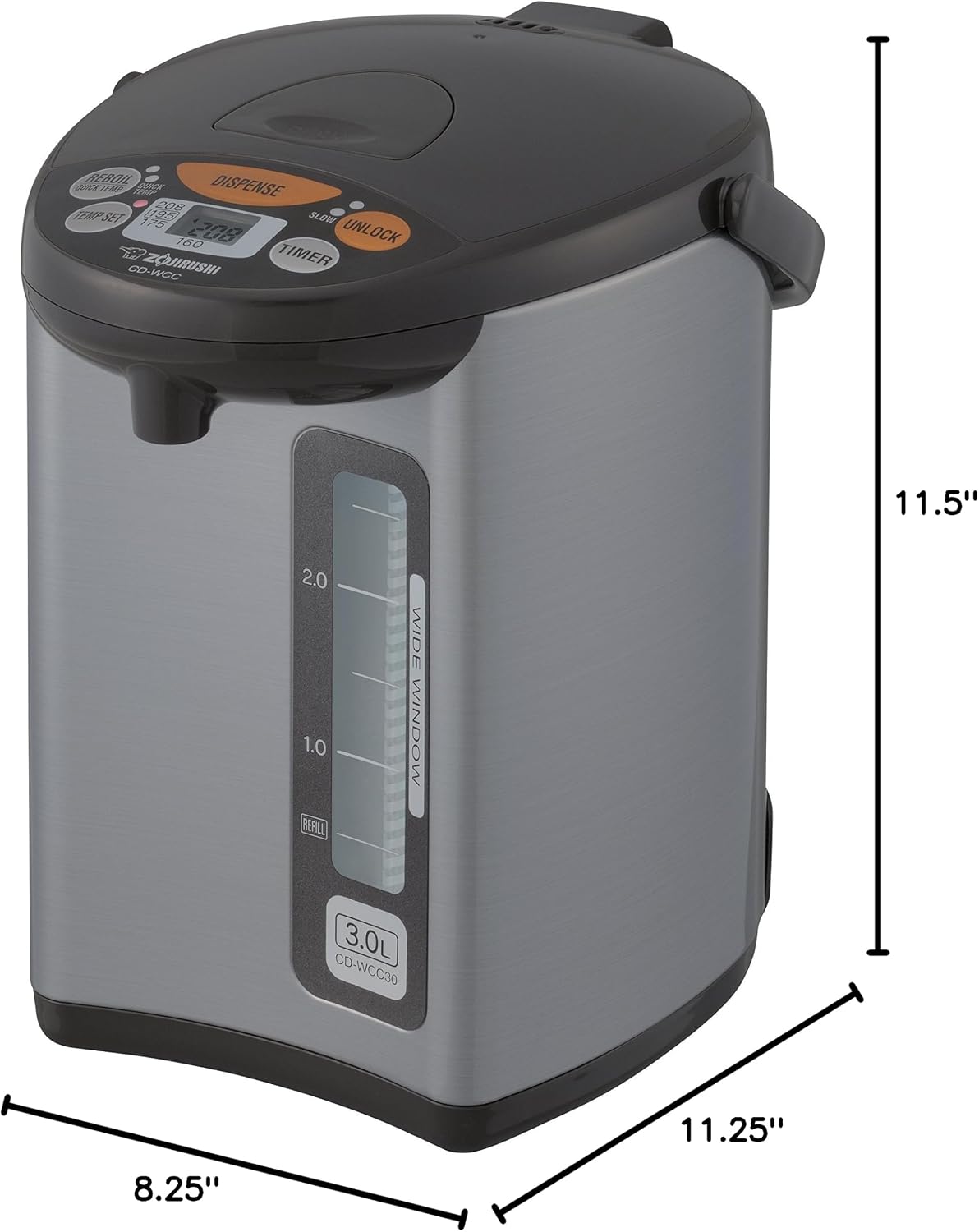 Zojirushi Micom Water Boiler and Warmer (135 oz. / 4L, Silver) | Four heat settings, Quick Temp mode, energy-saving operation