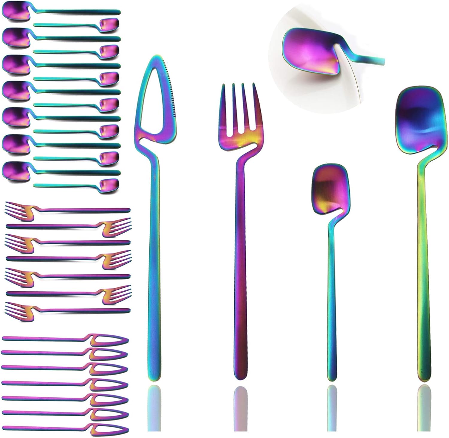 JASHII Silverware Set Satin Finish 24-Piece Stainless Steel Flatware Set Kitchen Utensil Set Service for 6 Tableware Cutlery Set Dishwasher Safe