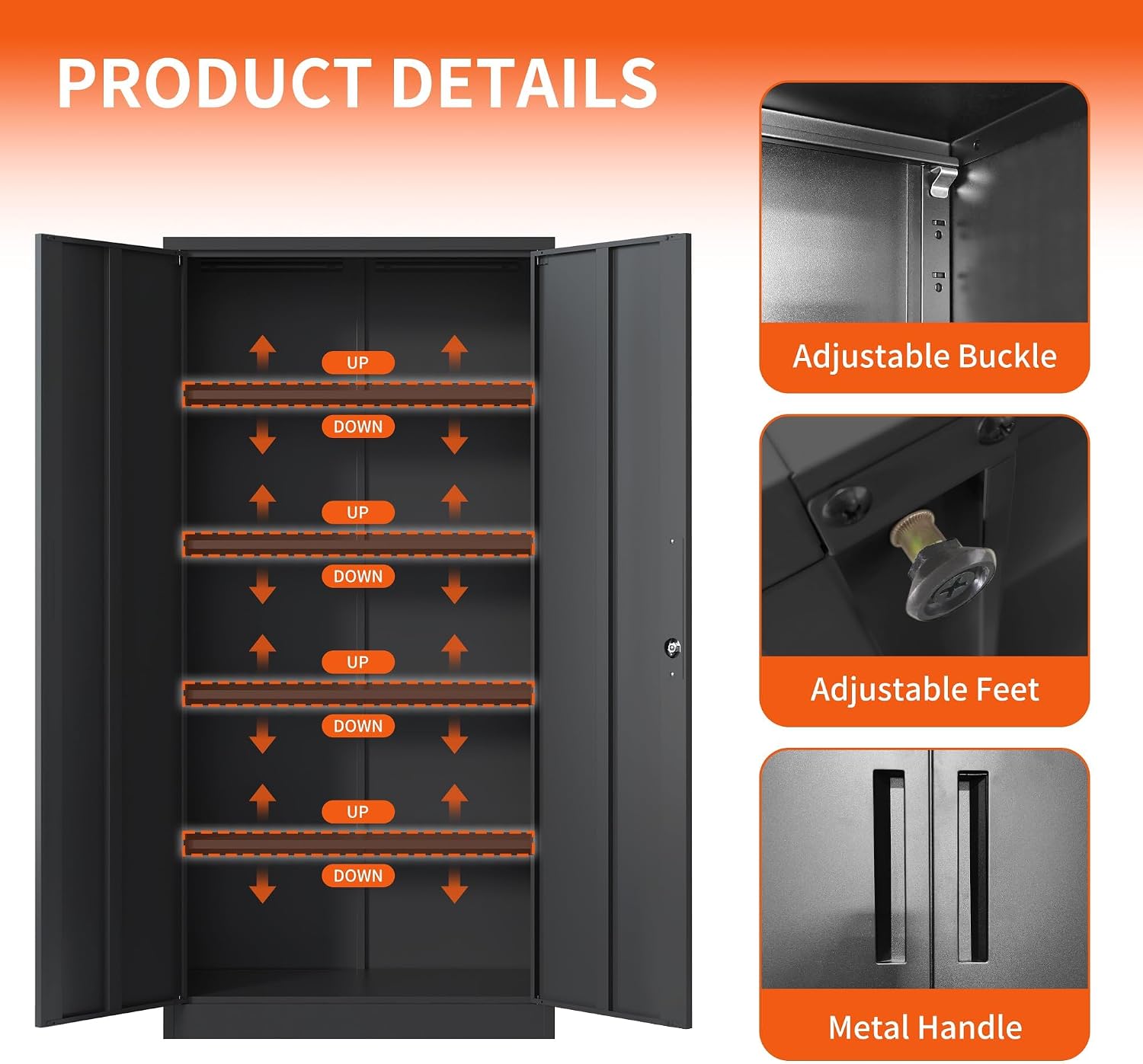 Metal Storage Cabinet for Garage, Tool Cabinet, Utility Cabinet | Wheeled, Rolling Tool Cabinet, 6 Drawers, Top Countertop, Pegboard, Assembly Required, Black