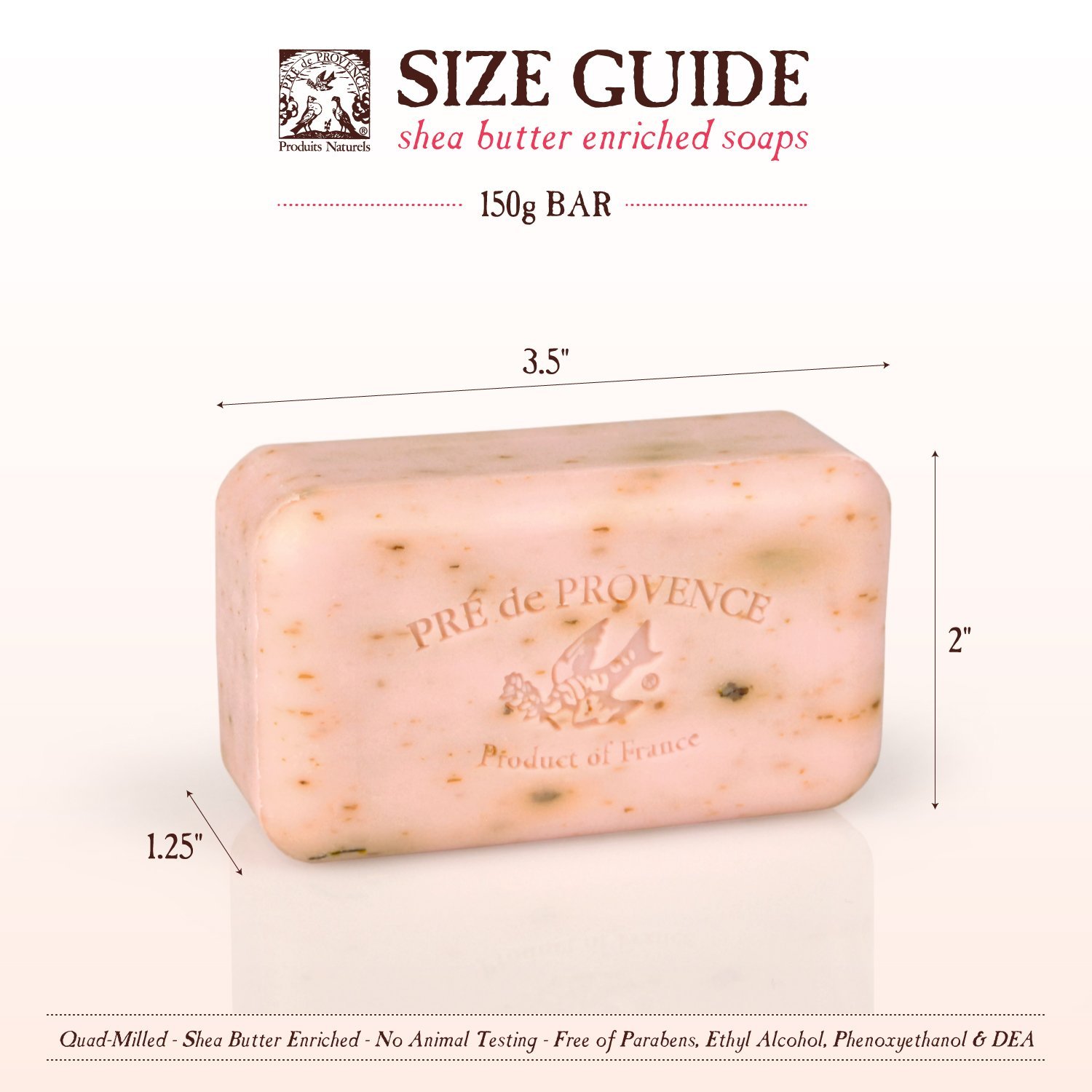 Pre de Provence Artisanal Soap Bar, Natural French Skincare, Enriched with Organic Shea Butter, Quad Milled for Rich, Smooth & Moisturizing Lather, Linden, 5.3 Ounce