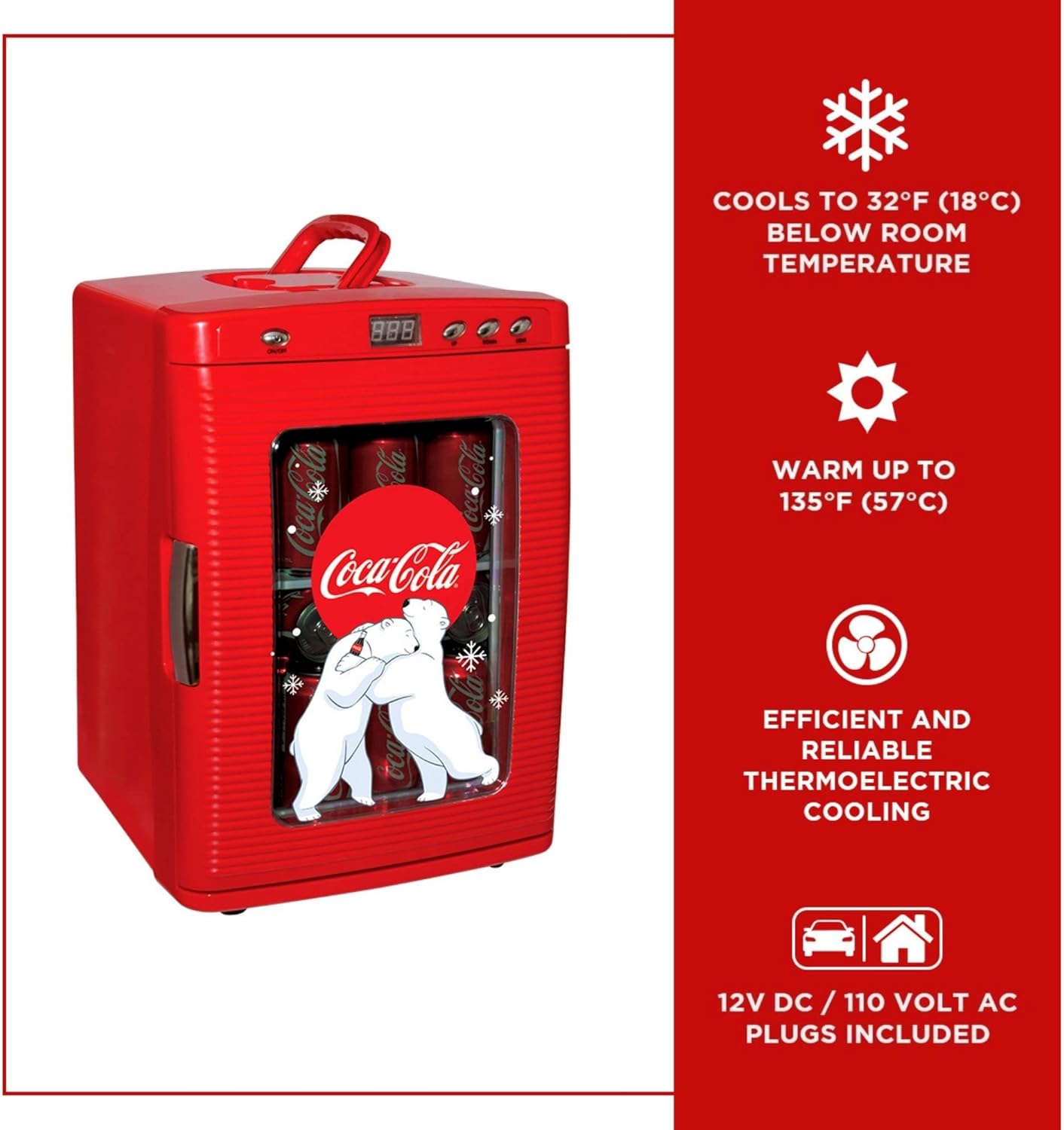 Coca Cola Mini Fridge - Refrigerator for Bedroom Office, Portable Table Top Beverage Cooler, 12V 110V Refrigerador For Drinks, Soda, Wines, Use In Car