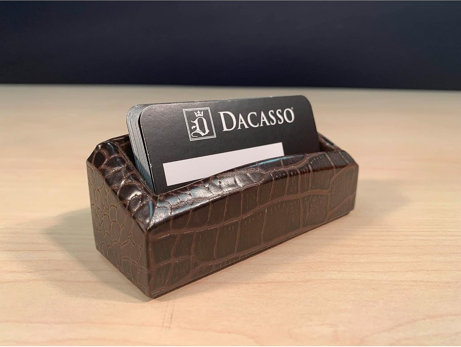 Dacasso Brown Crocodile Embossed Leather Desk Set, 7-Piece