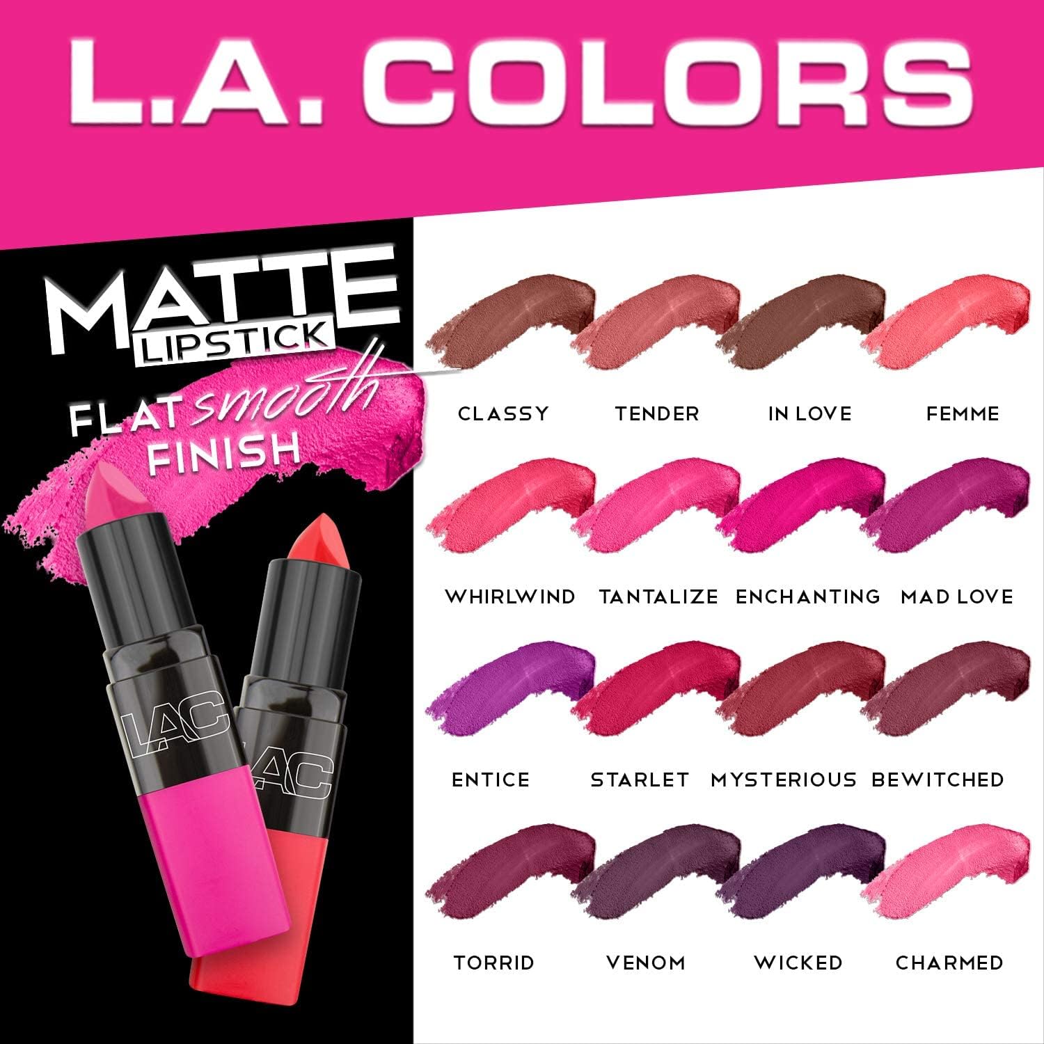 L.A. COLORS Matte Lipstick, Charmed CML476