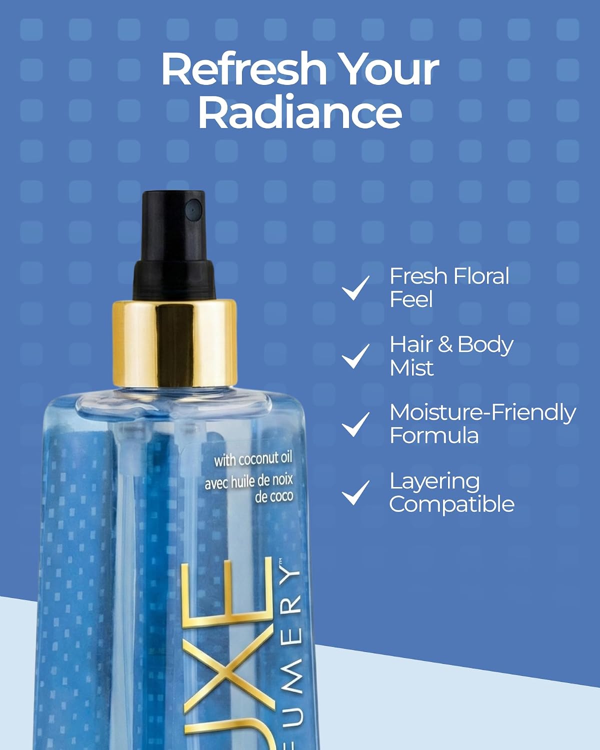 Luxe Perfumery Aqua Moon Hair & Body Perfume Mist – Fruity Floral Musk with Green Apple, Jasmine & Freesia – Hydrating Coconut Oil & Glycerin