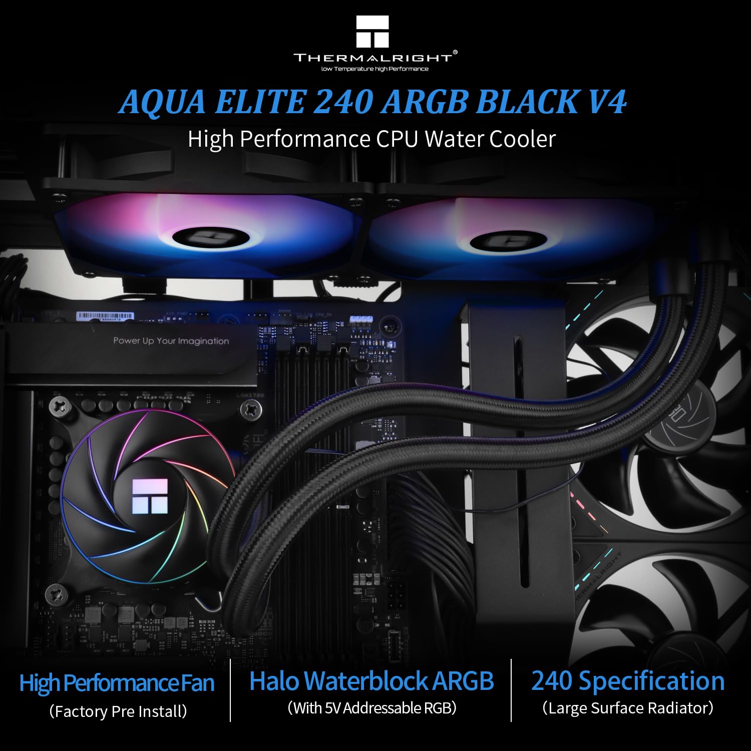Thermalright Aqua Elite 360 ARGB Liquid CPU Cooler, 360 AIO Cooling Row Size, 3 x 120mm PWM Fans, Computer CPU Cooler,for AMD:AM4/AM5, Intel LGA1851/1150/1151/1200/1700