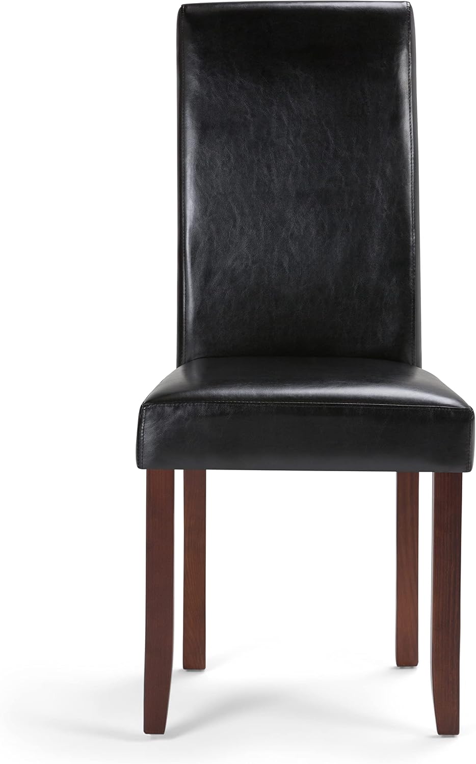 SIMPLIHOME Acadian Dining Chairs - Upholstered Solid Hardwood and Vegan Leather Parsons Chair Set in Midnight Black