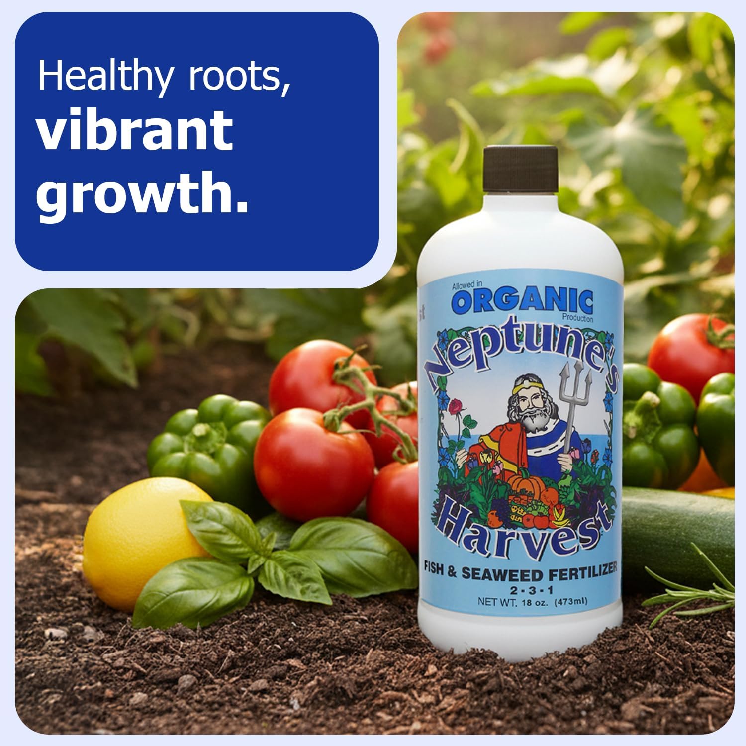 Neptune's Harvest Fish & Seaweed Liquid Fertilizer (2-3-1) - 1 Gallon Bottle - Plant Food for Garden - Indoor & Outdoor Organic Plant Fertilizer for Vegetables, Flowers, Fruit, and Lawns