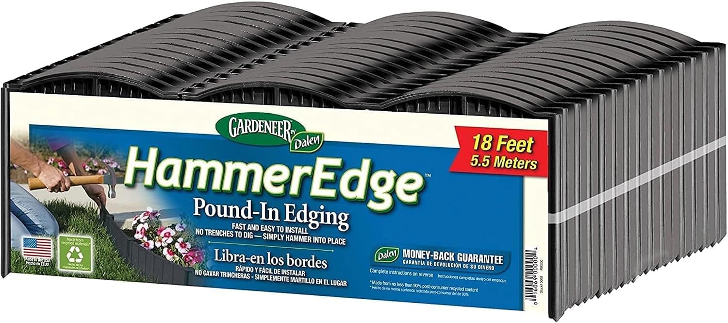 Dalen HammerEdge Pound in Edging - 16 Durable Interlocking Pieces -18 feet of Coverage - Made in USA - Easy to Install - 1 Pack | 16 Durable