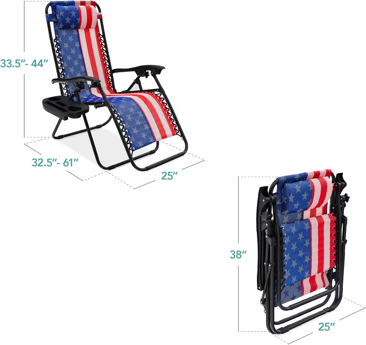 Best Choice Products Set of 2 Adjustable Steel Mesh Zero Gravity Lounge Chair Recliners w/Pillows and Cup Holder Trays - Light Blue