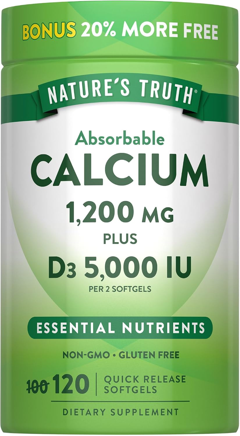 Nature's Truth Absorbable Calcium | 1200 mg | with Vitamin D3 5000 IU