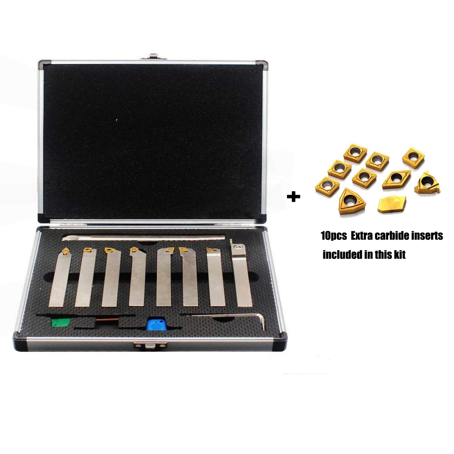 OSCARBIDE 9 pcs 1/2"Shank Nickel Plated Metal Lathe Tool & Boring Bar Set