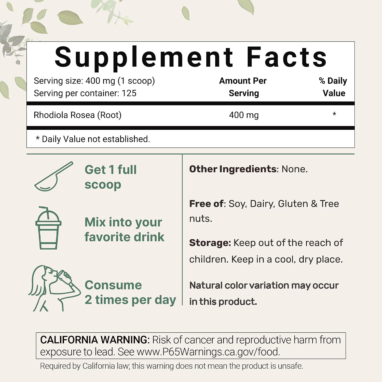 Rhodiola Rosea Root Extract