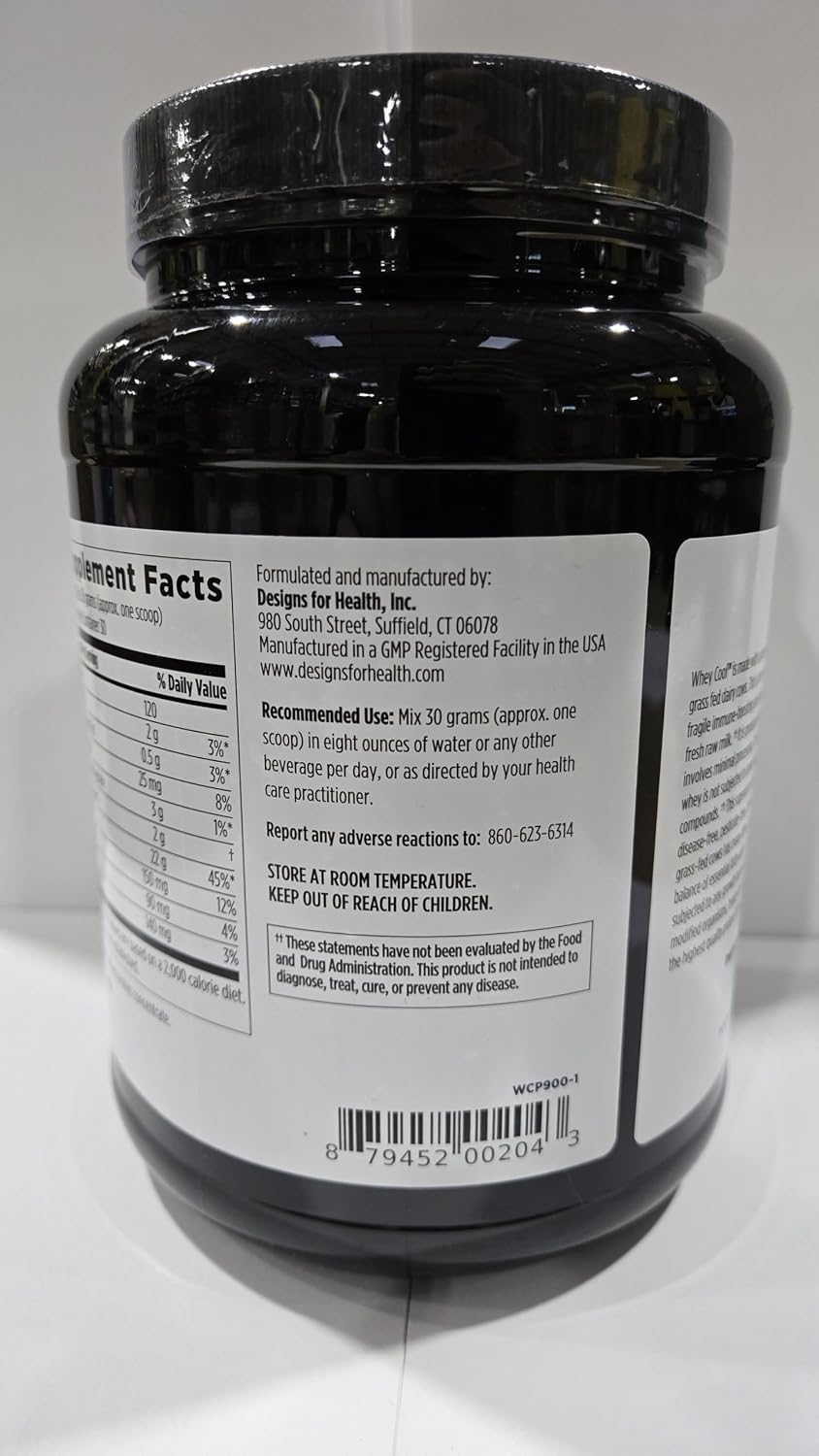 Designs for Health WheyCool - Grass Fed Whey Protein Powder Supplement with 20g Protein, May Support Athletes, Muscles + Energy - Non-GMO + Gluten-Free, Chocolate (30 Servings / 900g)