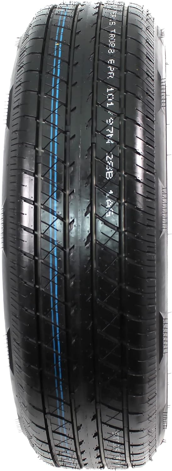eCustomrim Radial Trailer Tire Rim Assembly ST205/75R15 LRC 5 Lug Black | 15 Inch Load Range C 6 Ply Tire With Curb Guard