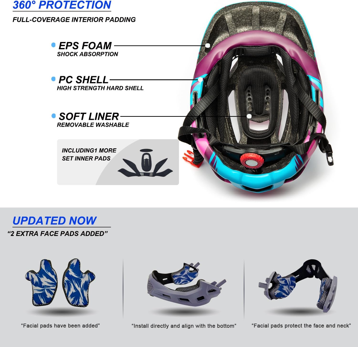 Toddler and Kids Full Face Bike Helmet Girl and Boy BMX