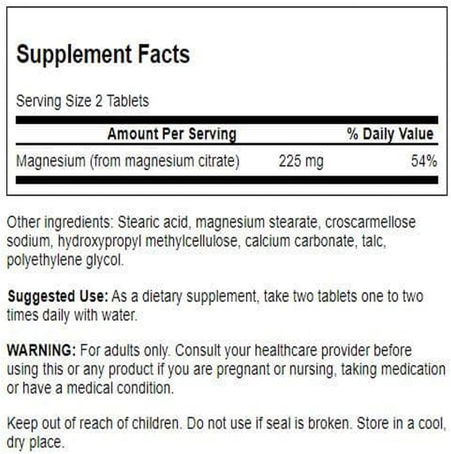 Swanson Magnesium Citrate Super Strength 112.5 mg, 240 Tablets