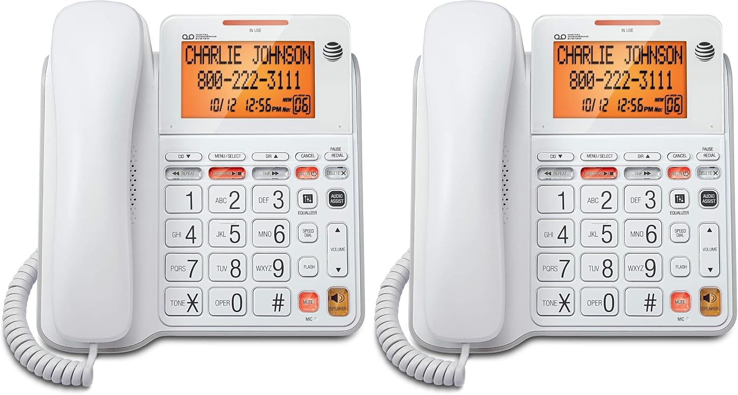 AT&T CL4940 Corded Phone with Digital Answering System, Caller ID, Large Tilt Display