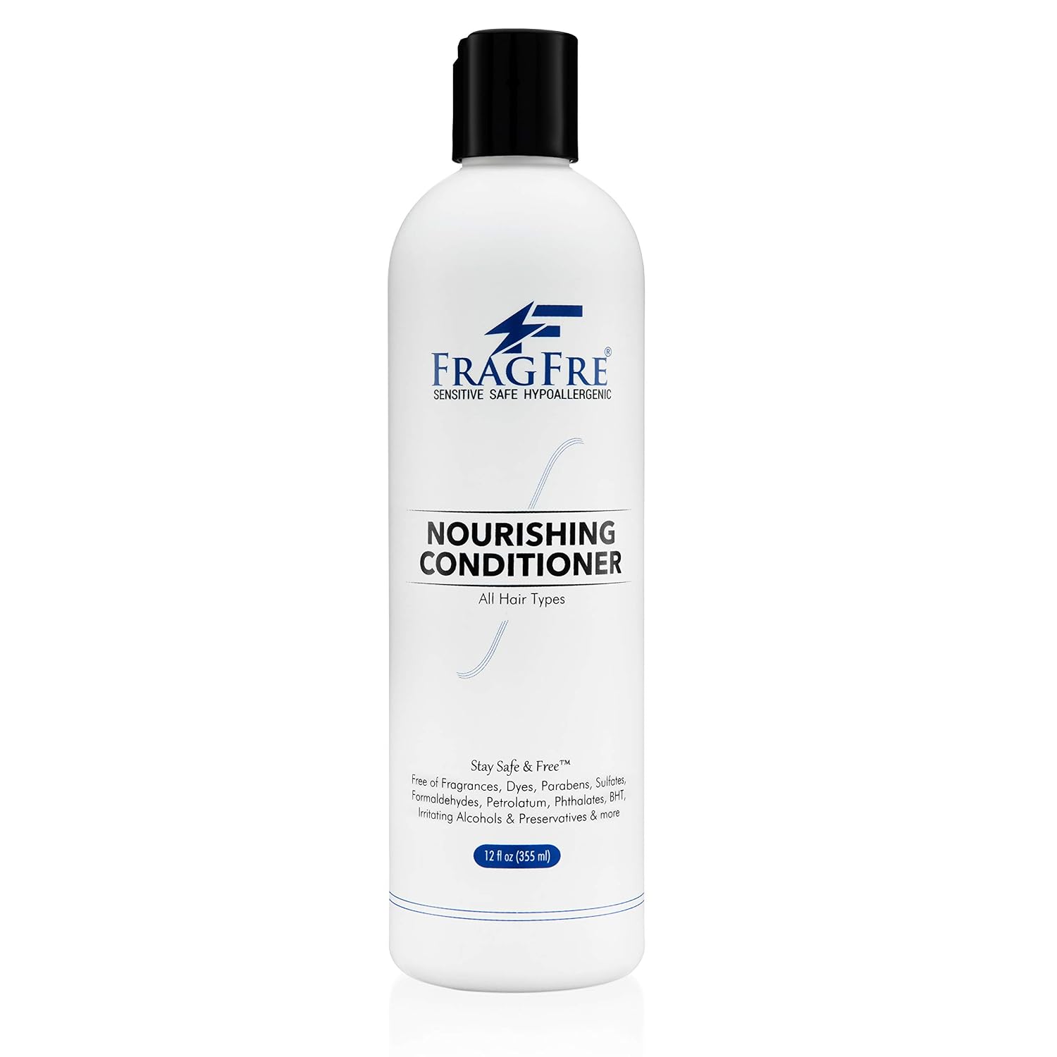 Fragrance Free Conditioner 12 oz - Parabens Free Hypoallergenic - Hair Conditioner for Sensitive Skin - Deep Conditioning for Normal Treated and Fragile Hairs - Vegan Gluten Free (1 Pack)