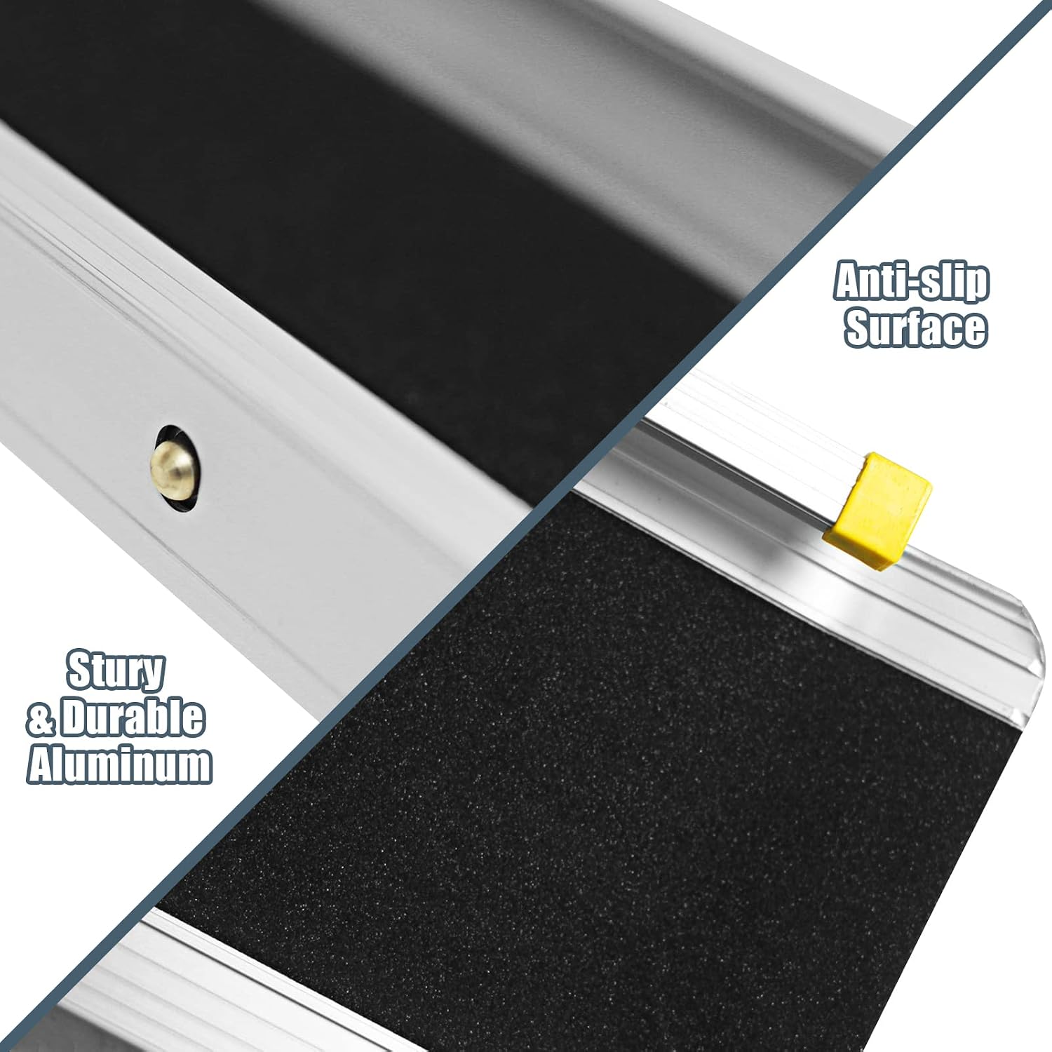 Goplus Wheelchair Ramp, Adjustable Portable Aluminum Ramps with Non-Skid Surface for Home Steps Stairs Doorways