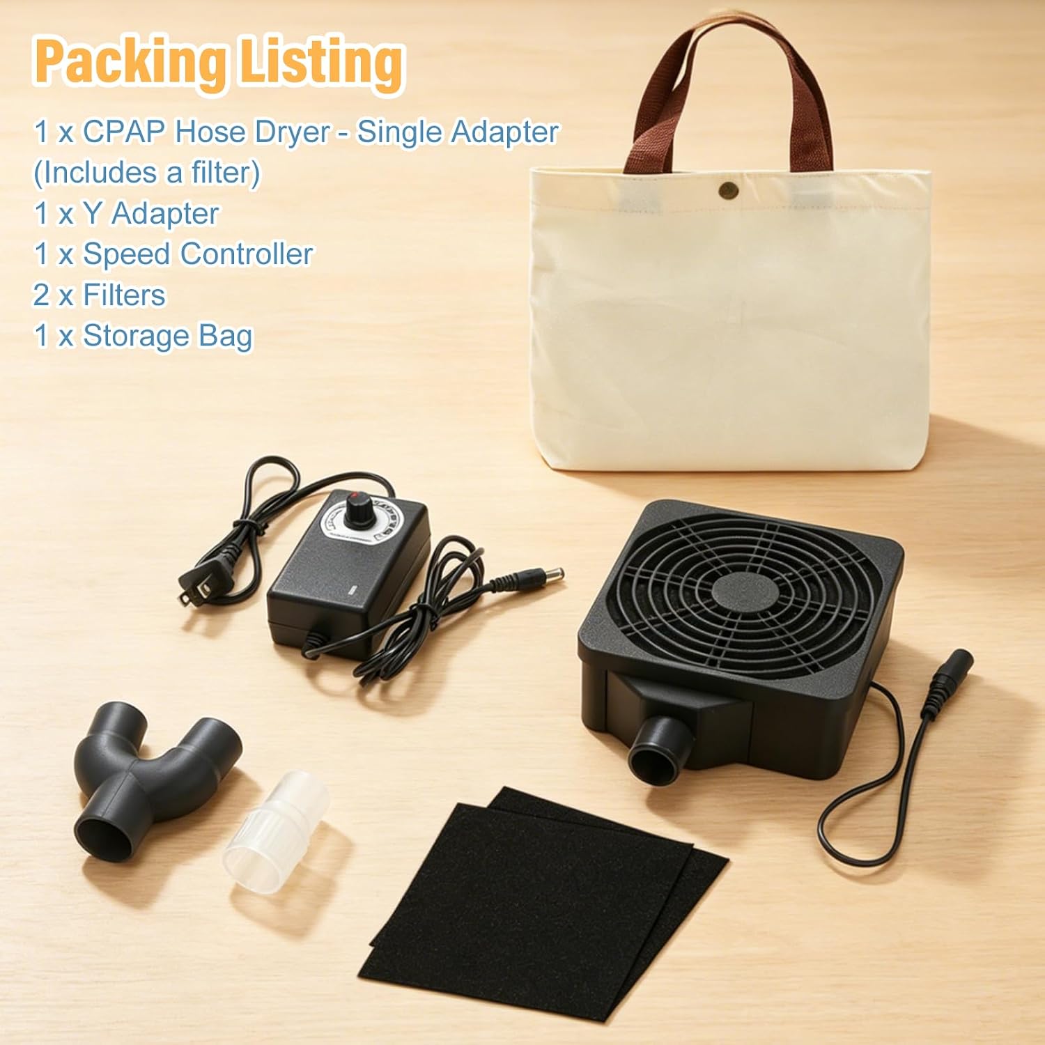9 Pack CPAP Cleaning Kit for Hose & Mask, with Speed Control Hose Dryer, Collapsible Wash Basin & Hose Hanger, 7ft Cleaning Brush, CPAP Cleaning Supplies with Storage Bag, for 22mm & 15mm Tube