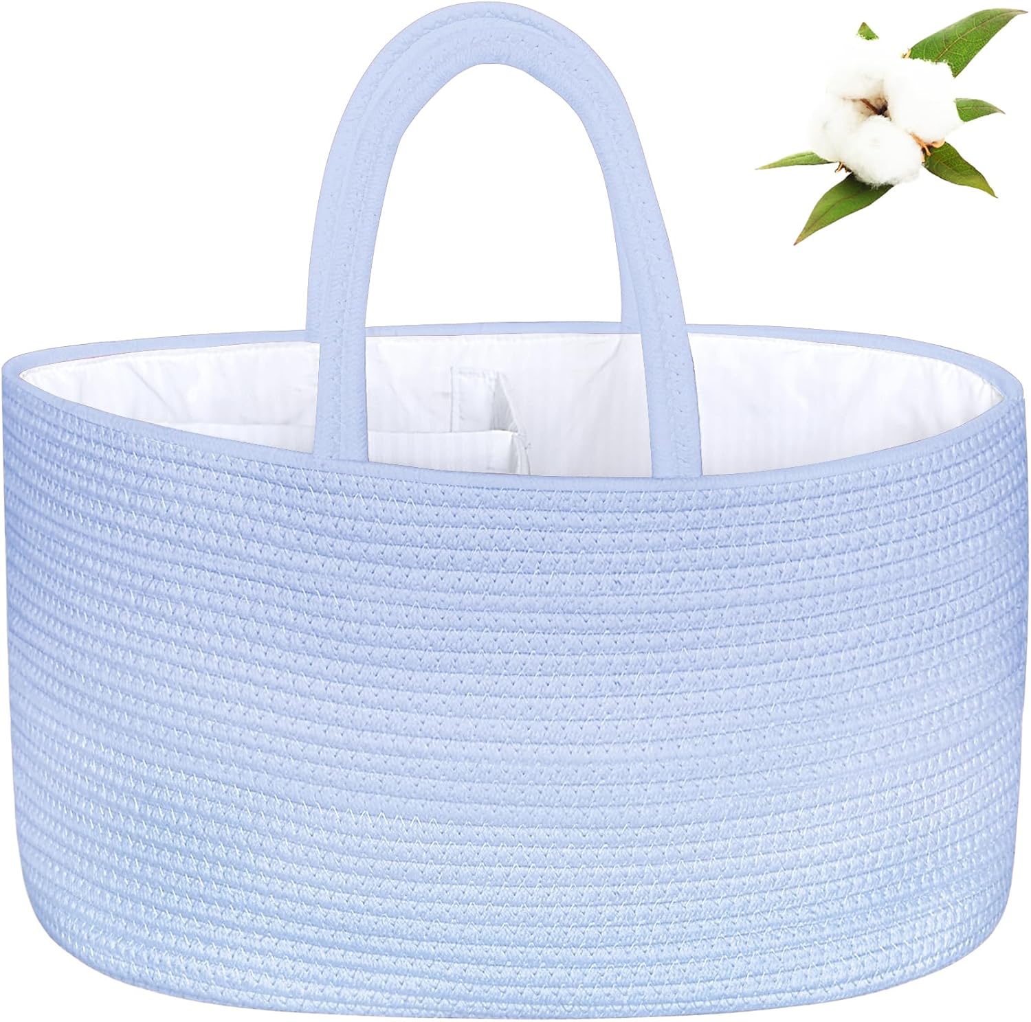 ABenkle Baby Diaper Caddy, Nursery Storage Bin and Car Organizer for Diapers and Baby Wipes, Cotton Rope Diaper Basket Caddy