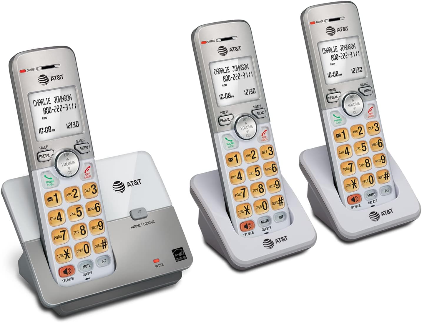 AT&T EL52213 2-Handset Cordless Phone, Light Champagne | Digital Answering System, Extra-Large Backlit Keys, Caller ID/Call Waiting, DECT 6.0, Expandable Speakerphone