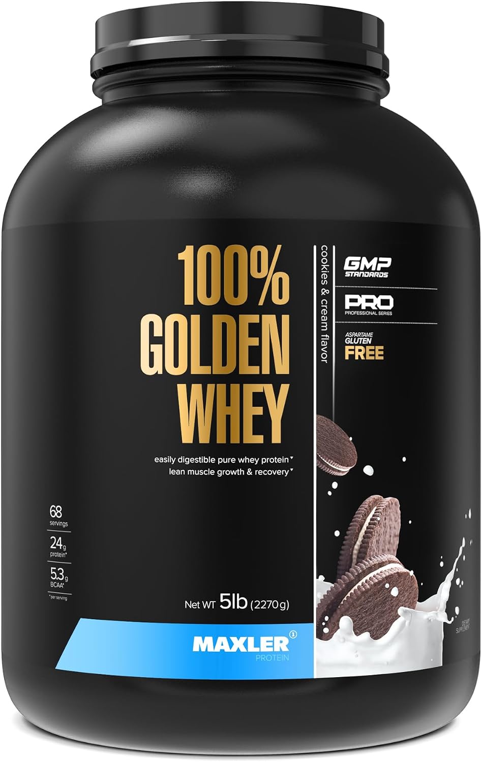 100% Golden Whey Protein - 24g of Protein per Serving - Whey Protein Powder for Pre Post Workout - Fast-Absorbing Whey Concentrate, Isolate & Hydrolysate Blend - Vanilla Ice Cream 2 lb