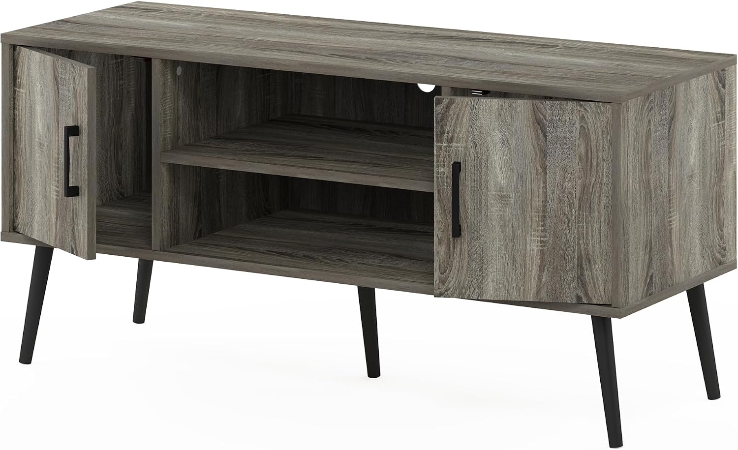 Furinno Fowler Multipurpose TV Stand Bookshelves, French Oak Grey