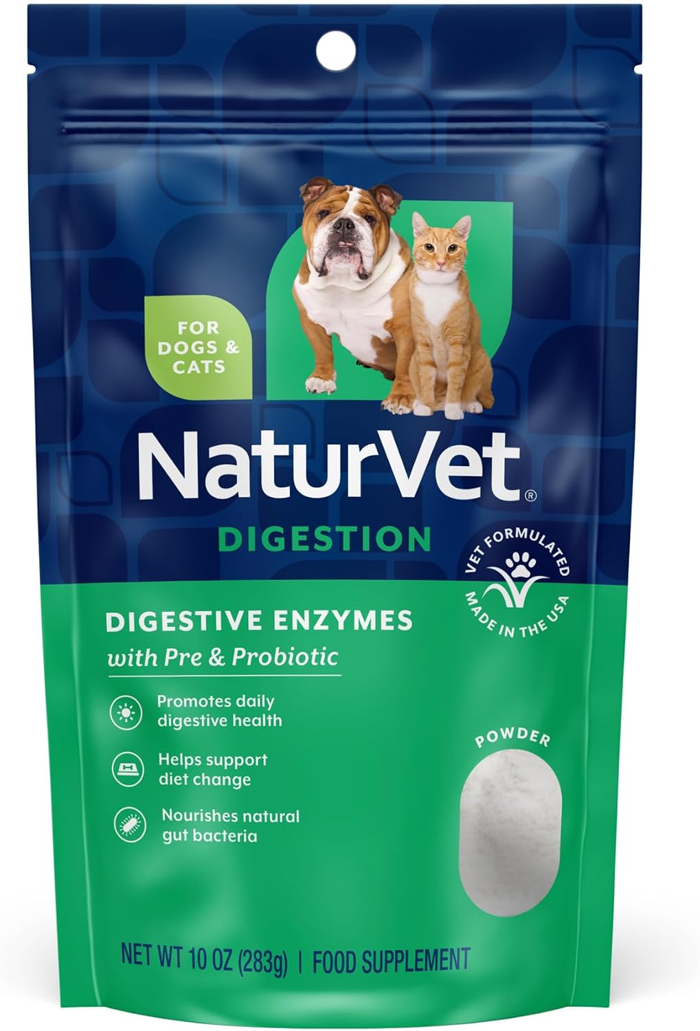 NaturVet Digestive Enzymes with Pre & Probiotic for Dogs & Cats - 8 oz | Supports Diet Changes & a Healthy Digestive Tract with Prebiotics, Powder