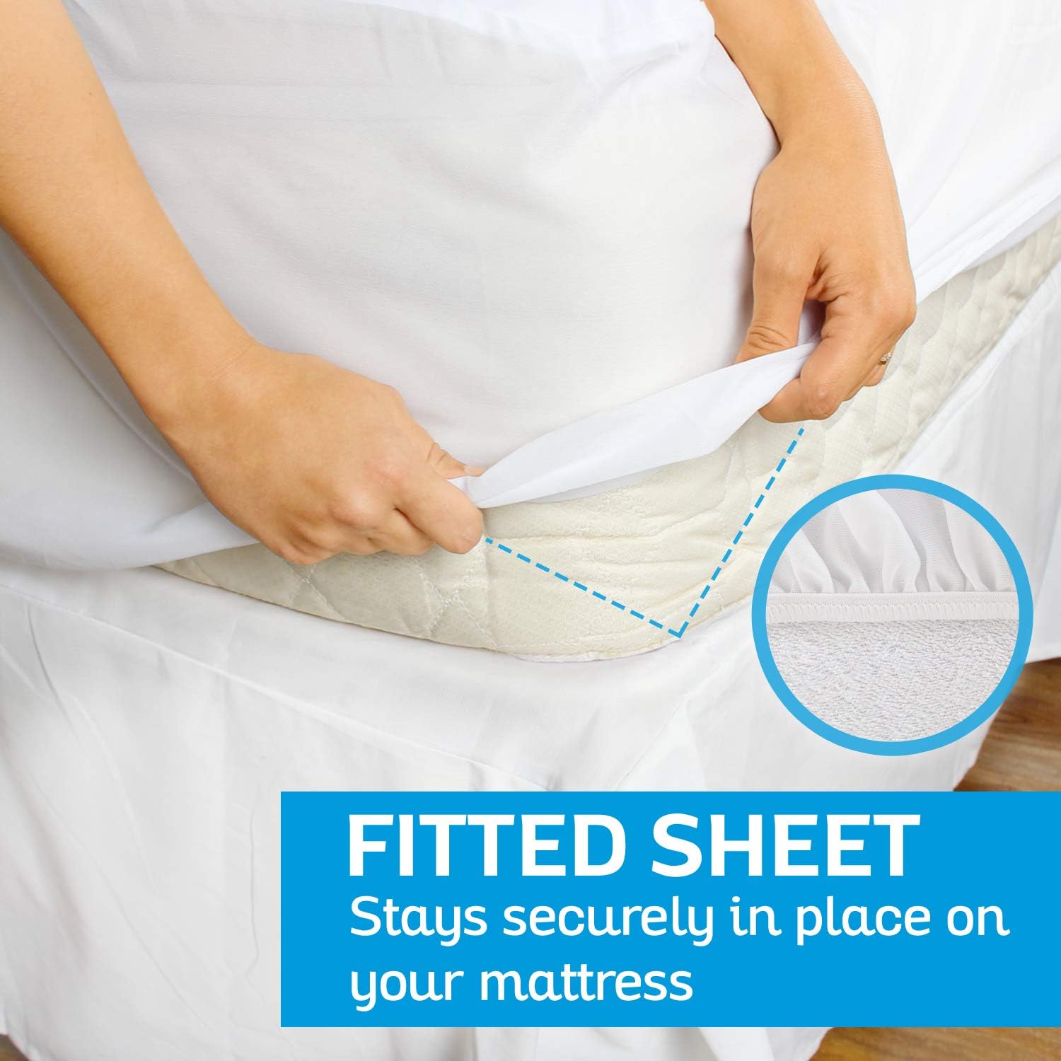 Sures Waterproof Mattress Protector - California King Size Bedsheet | Fitted Machine Washable Bed Sheet - Vinyl Free Bedwetting Cover Pad - for Kids, Adult, Elderly