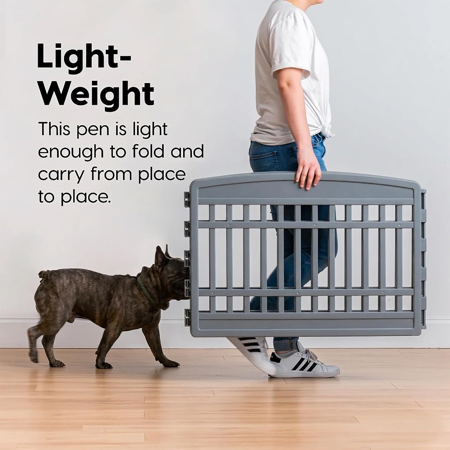 IRIS USA 4-Panel Dog Playpen, Pet Enclosure, Black | Pet Containment, Configurable Layout, Multi-Shape Setup, Custom Pen Configuration, Stable Non-Tip Base, Tool-Free Assembly