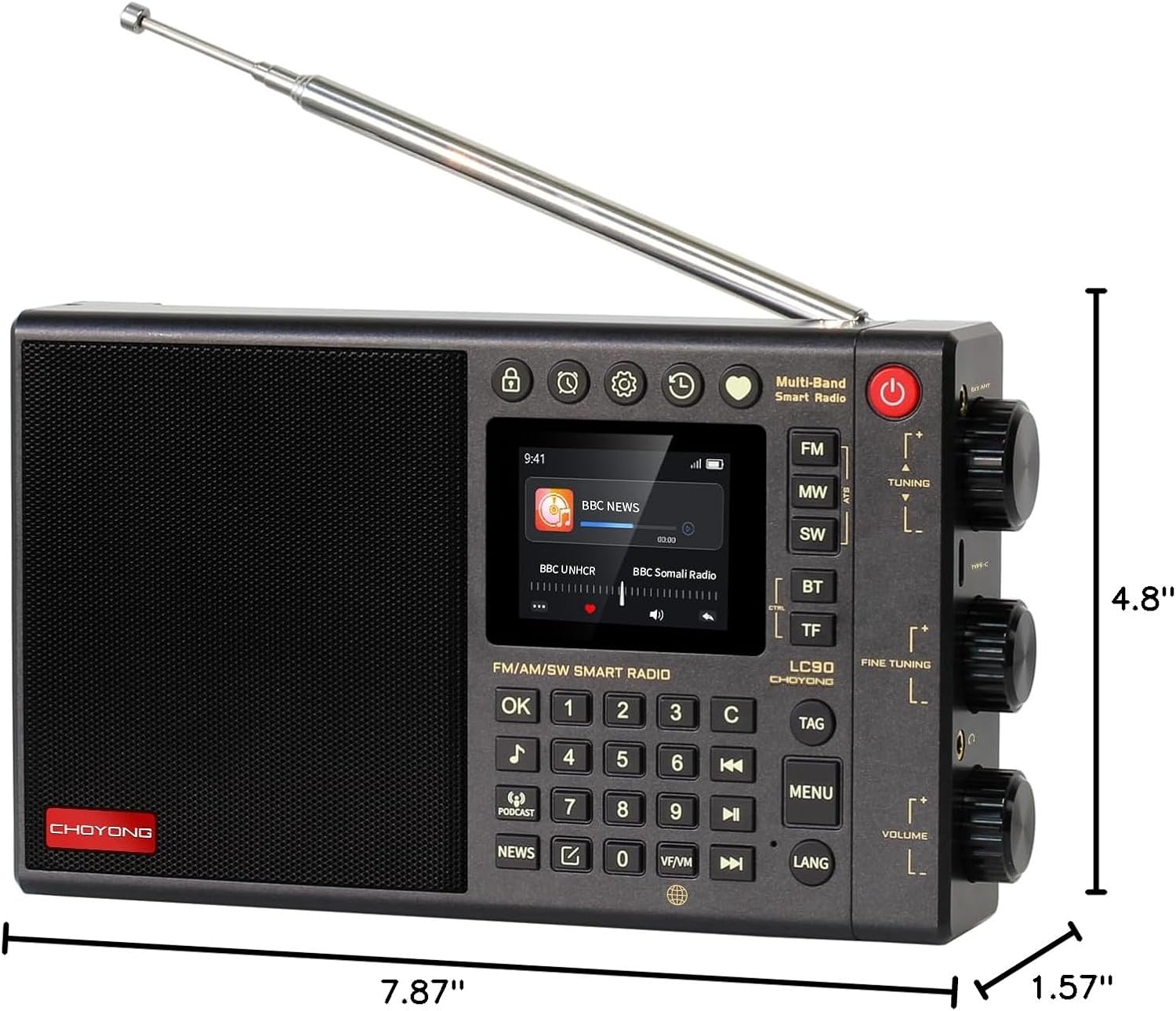 CHOYONG LC90 Internet Radio Professional Multi-Functional SmartMulti-Band WIFI/4G Global Version choyoung Portable Radio FM/LW/MW/SW/SSB Shortwave