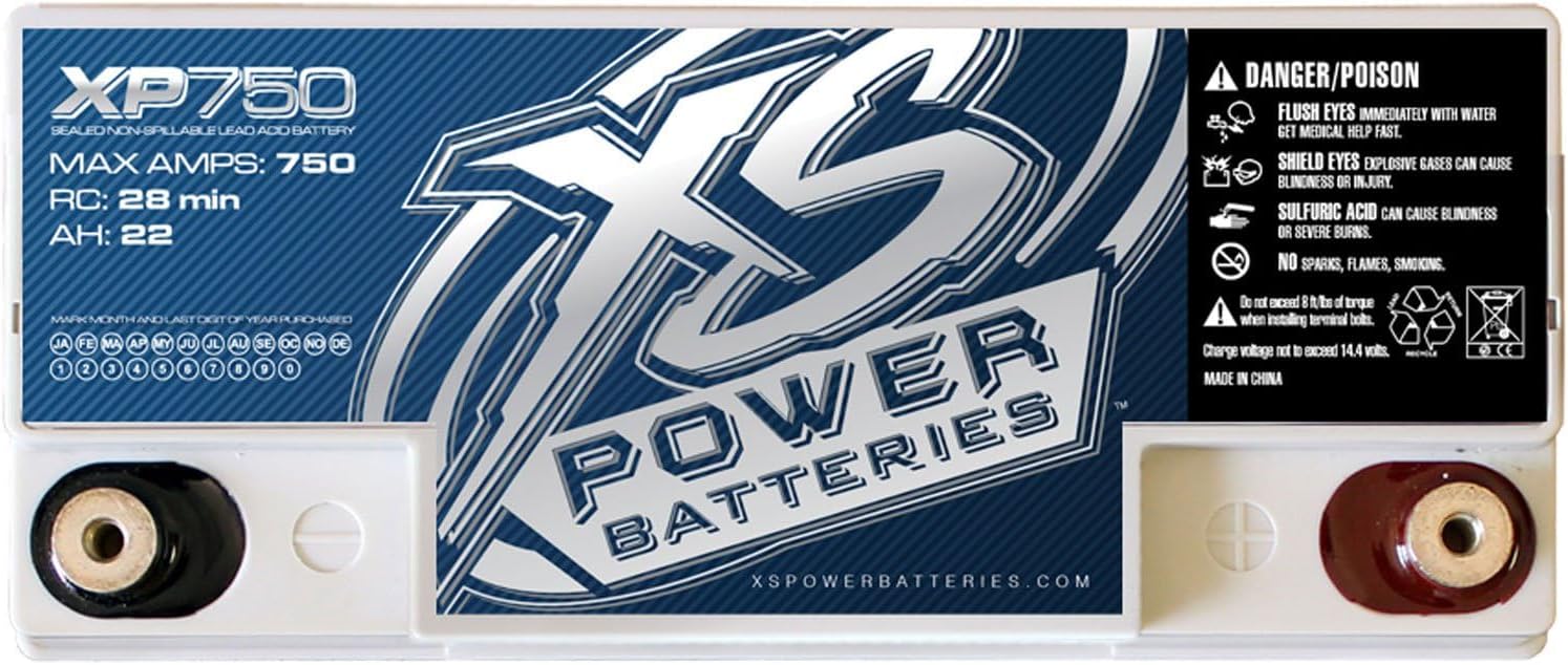 XS Power XP750 XP Series 12V 750 Amp AGM Supplemental Battery with M6 Terminal Bolt
