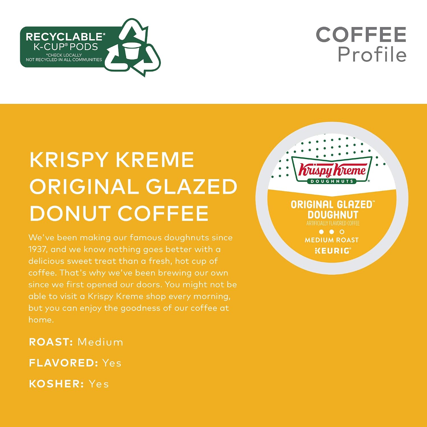 Krispy Kreme Classic Coffee, Keurig Single Serve K-Cup Pods, Medium Roast, 96 Count