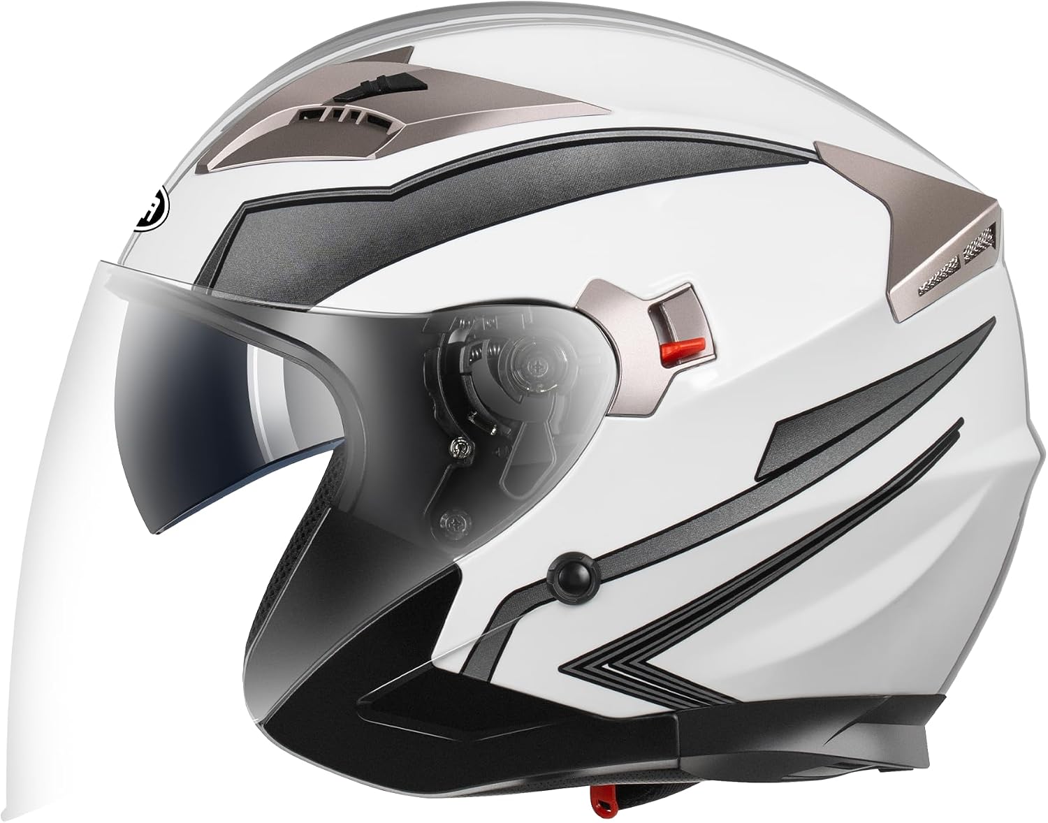 YEMA Open Face Motorcycle Helmets, DOT Approved 3/4 Moped Helmet Dual Visor Quick Release Buckle, Helmets for Adults Motorcycle Men Women Helmets for Moped Scooter Streey
