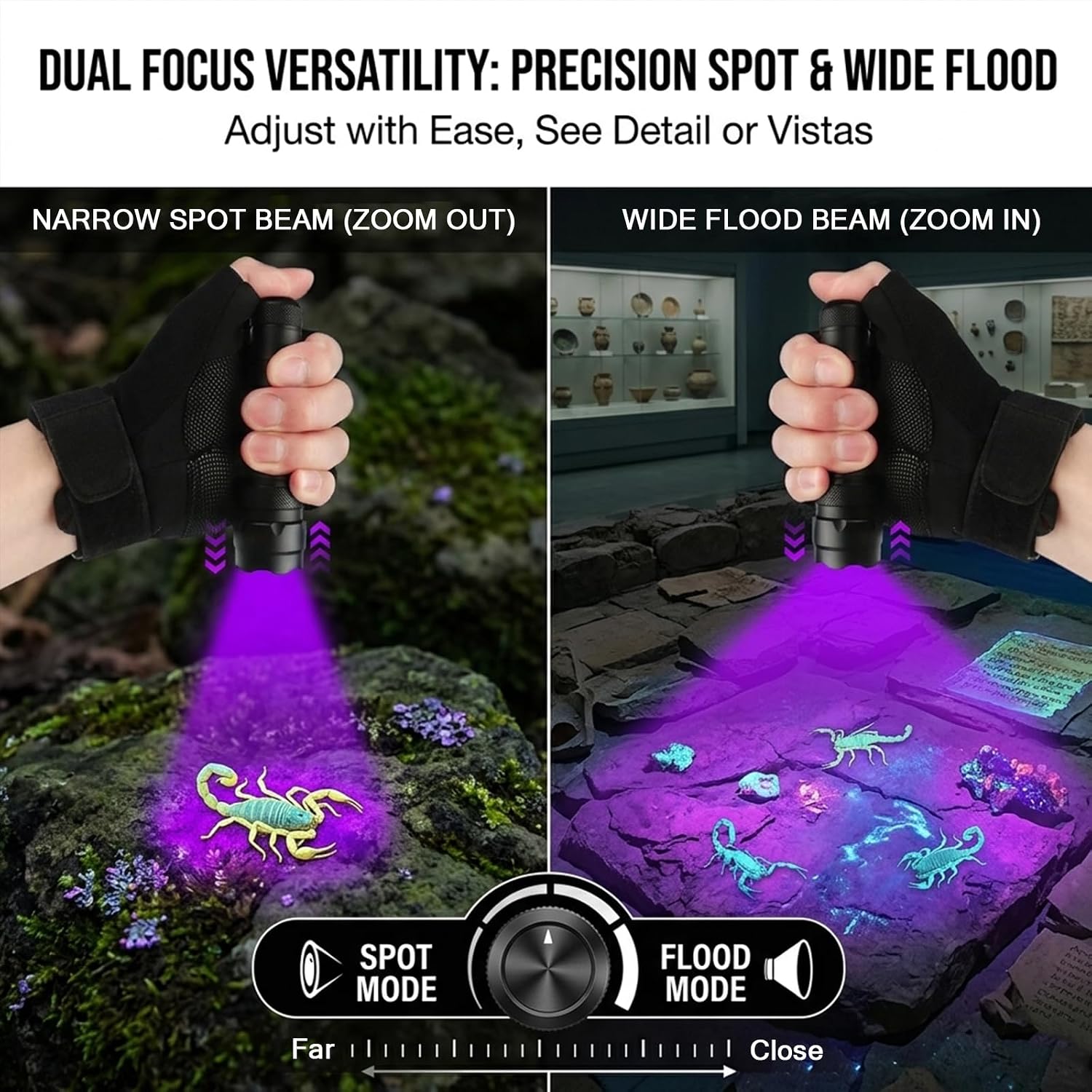 ULTRAFIRE Black Light UV Flashlight, Super Power UV 395-405 nm LED WF-502B Blacklight Flashlights for Leak Detector, Pet Urine Stain