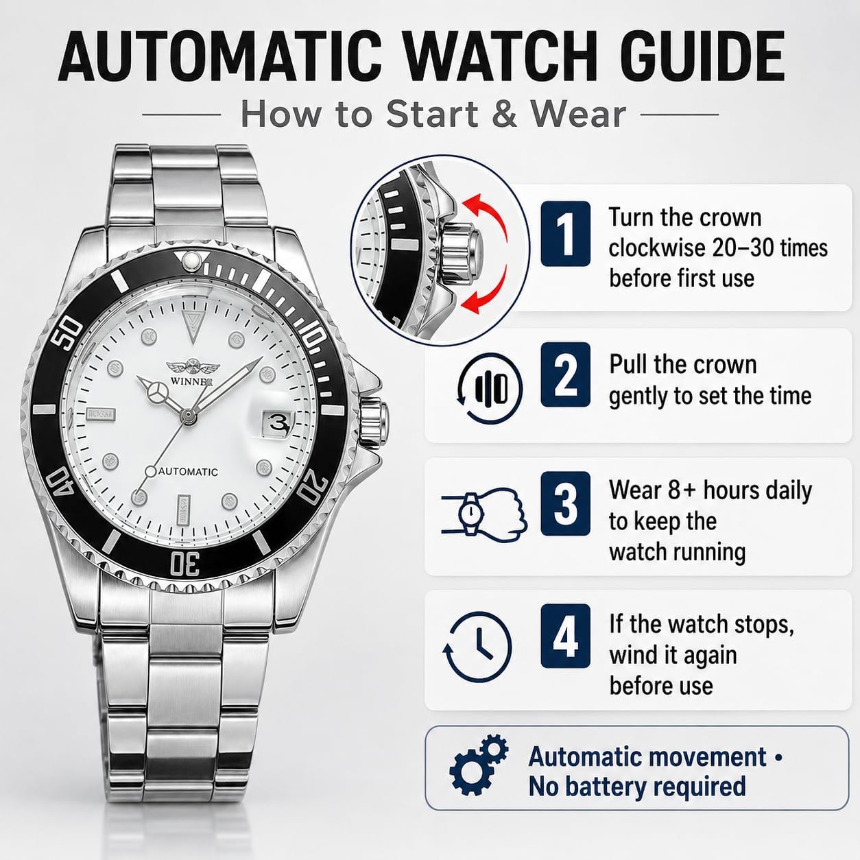 MASTOP Mens Automatic Mechanical Watches Stainless Steel Waterproof Luxury Watch for Men Reloj Automático para Hombre