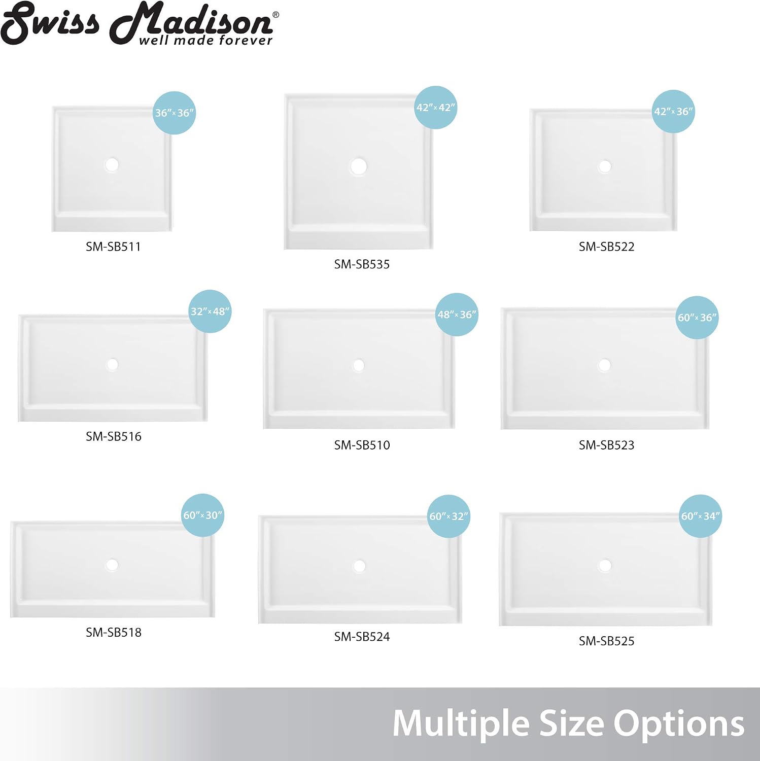 Voltaire 32" x 32" Acrylic White, Single-Threshold, Center Drain, Neo-angle Shower Base