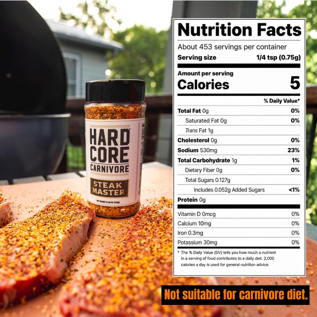 Hardcore Carnivore Black | All-Purpose Beef Seasoning Rub, 13oz Shaker