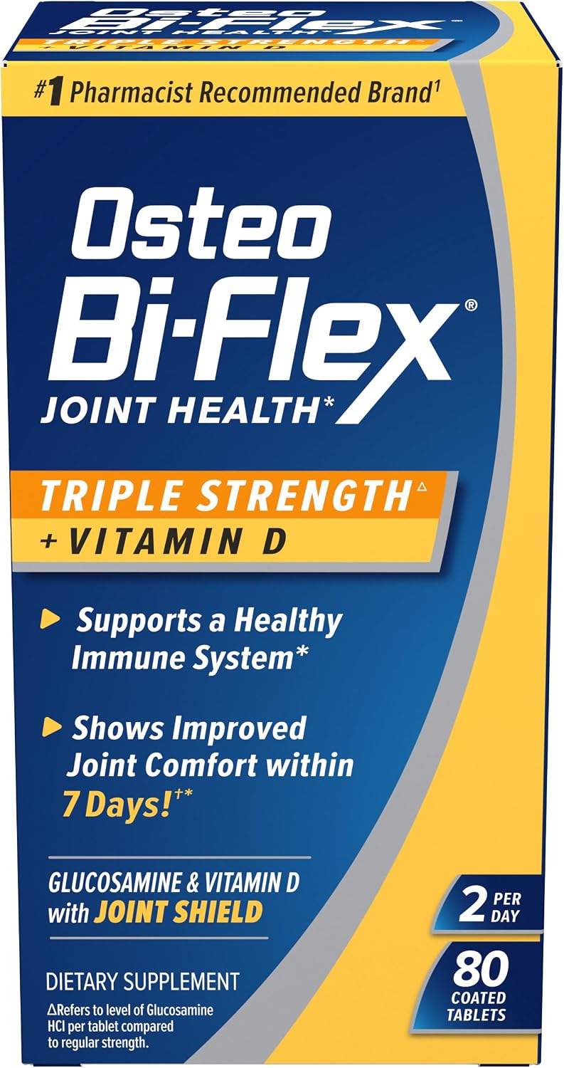 Osteo Bi-Flex Triple Strength Glucosamine Chondroitin Supplement | With Vitamin D, Improve Joint Function, Support Bone Health, 80 Coated Tablets