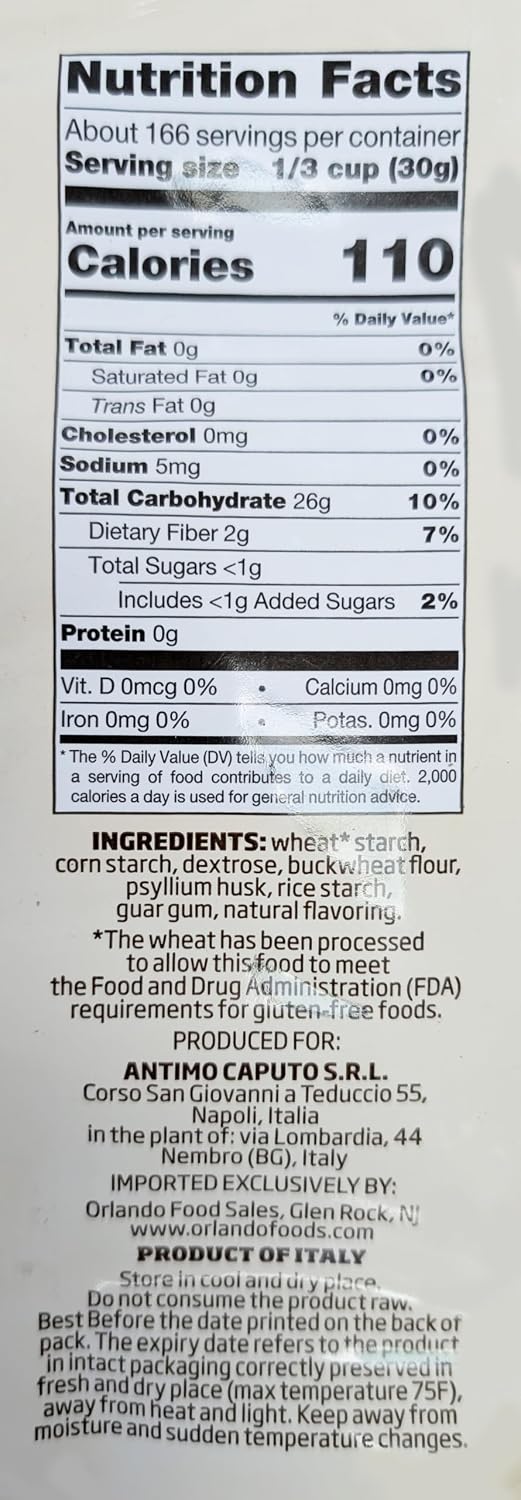 Antimo Caputo Gluten Free Pizza Flour 11 Lb Bulk - All Natural Multi Purpose Flour & Starch Blend for Baking Pizza, Bread, & Pasta