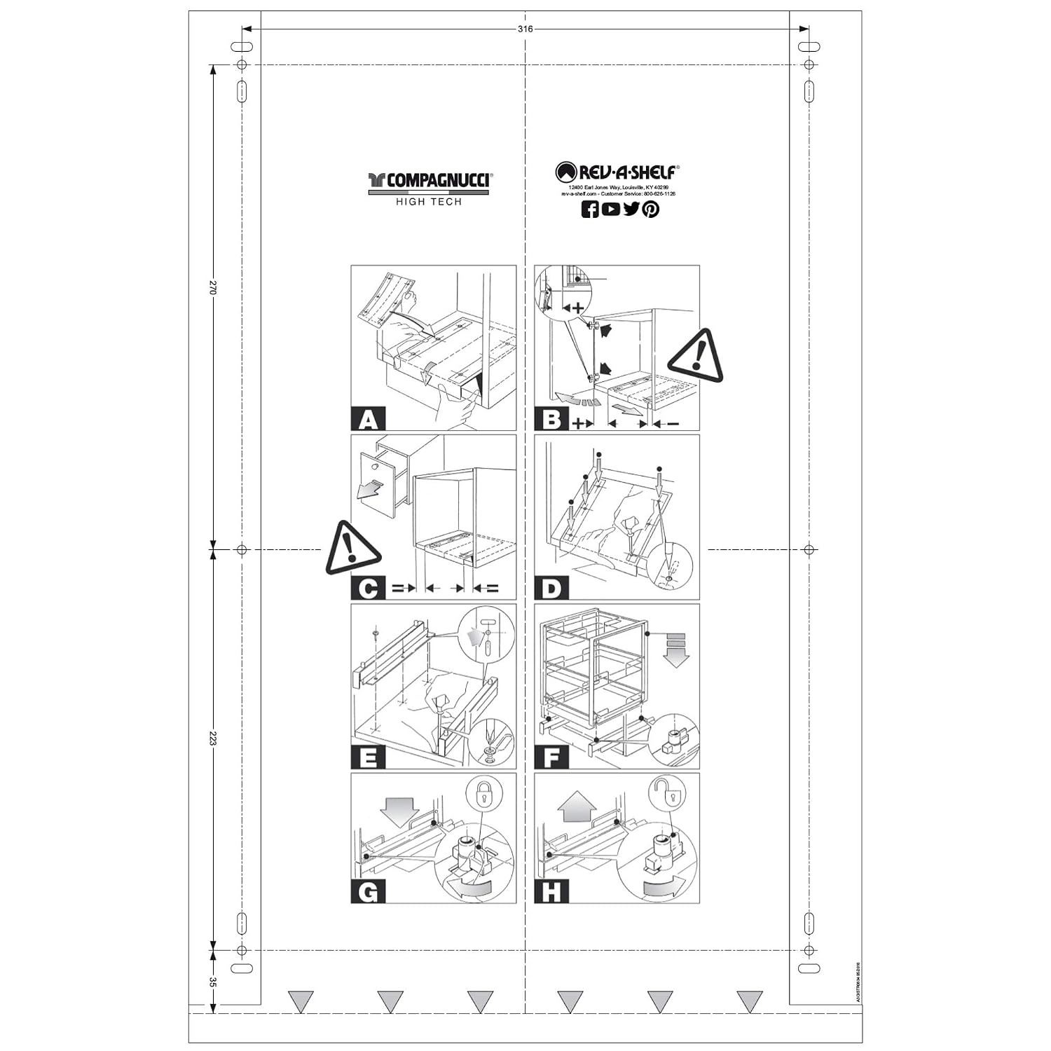 Rev-A-Shelf - 5349-18DM-217 - Double 35 Qt. Pull-Out Brushed Aluminum and Silver Waste Container