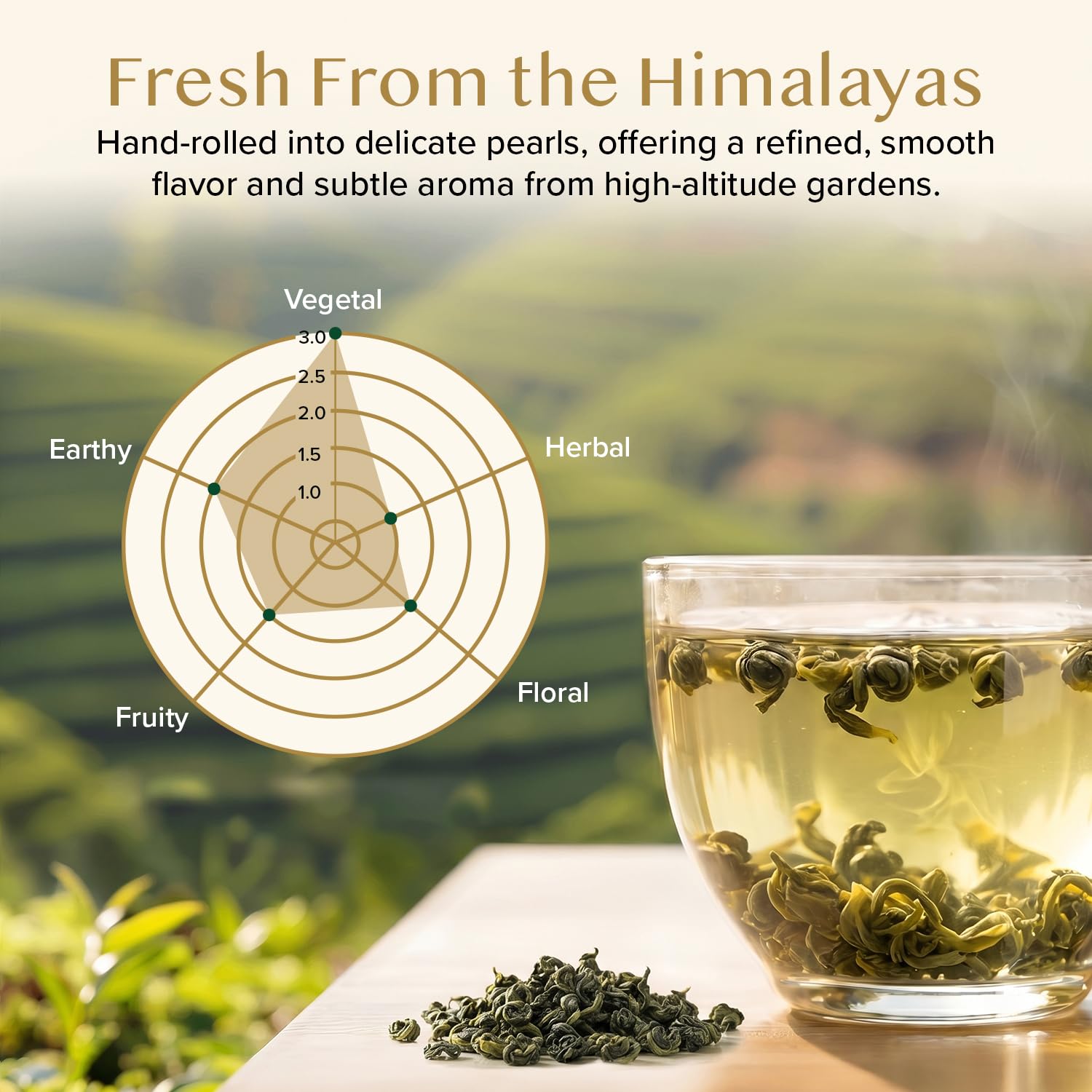VAHDAM, Himalayan Green Tea Leaves (50+ Cups, 3.53 Oz) Non GMO, Gluten Free | High Elevation Grown Green Tea Leaves From Himalayas | Pure Unblended Single Origin Green Loose Leaf Tea | Vacuum Sealed