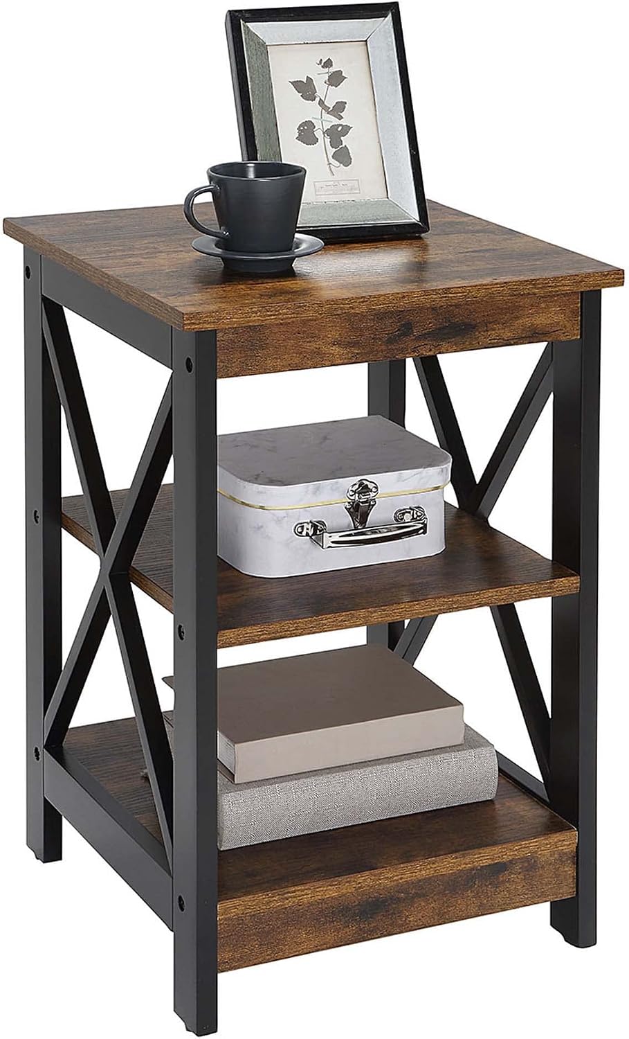 Convenience Concepts Oxford End Table 15.75" - Modern Living Room Table with Storage Shelves, Transitional Nightstand Side Table for Home Decor and Display, Espresso